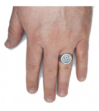 R002376 Genuine Sterling Silver Men Signet Ring Triquetra Solid Stamped 925 Handmade